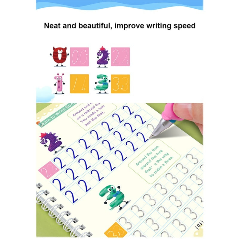 Children's Reusable Handwriting Books (4 Books + Pen)