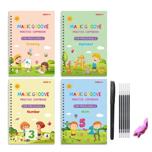 Children's Reusable Handwriting Books (4 Books + Pen)