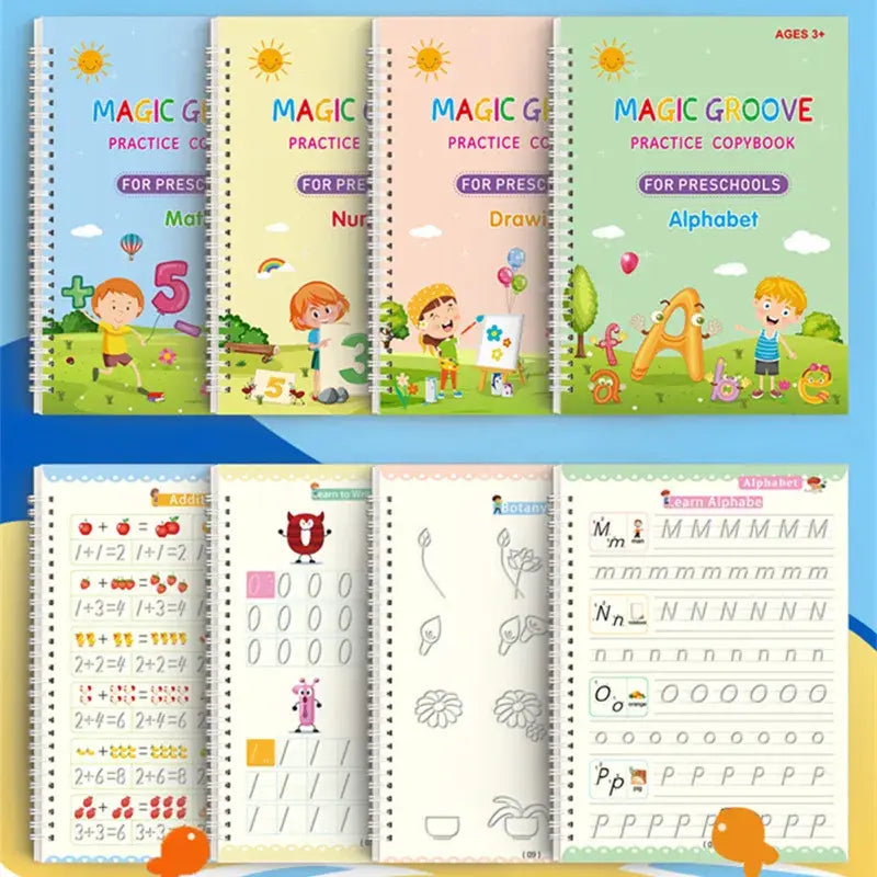 Children's Reusable Handwriting Books (4 Books + Pen)